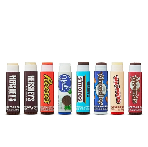 Hershey 8 Pack Flavored Lip Balms Chapstick Full Size Reeses S'mores Almond Joy - Picture 3 of 7